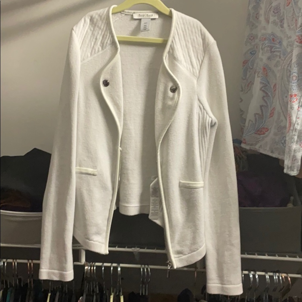 White House Black Market White Zipper Sweater